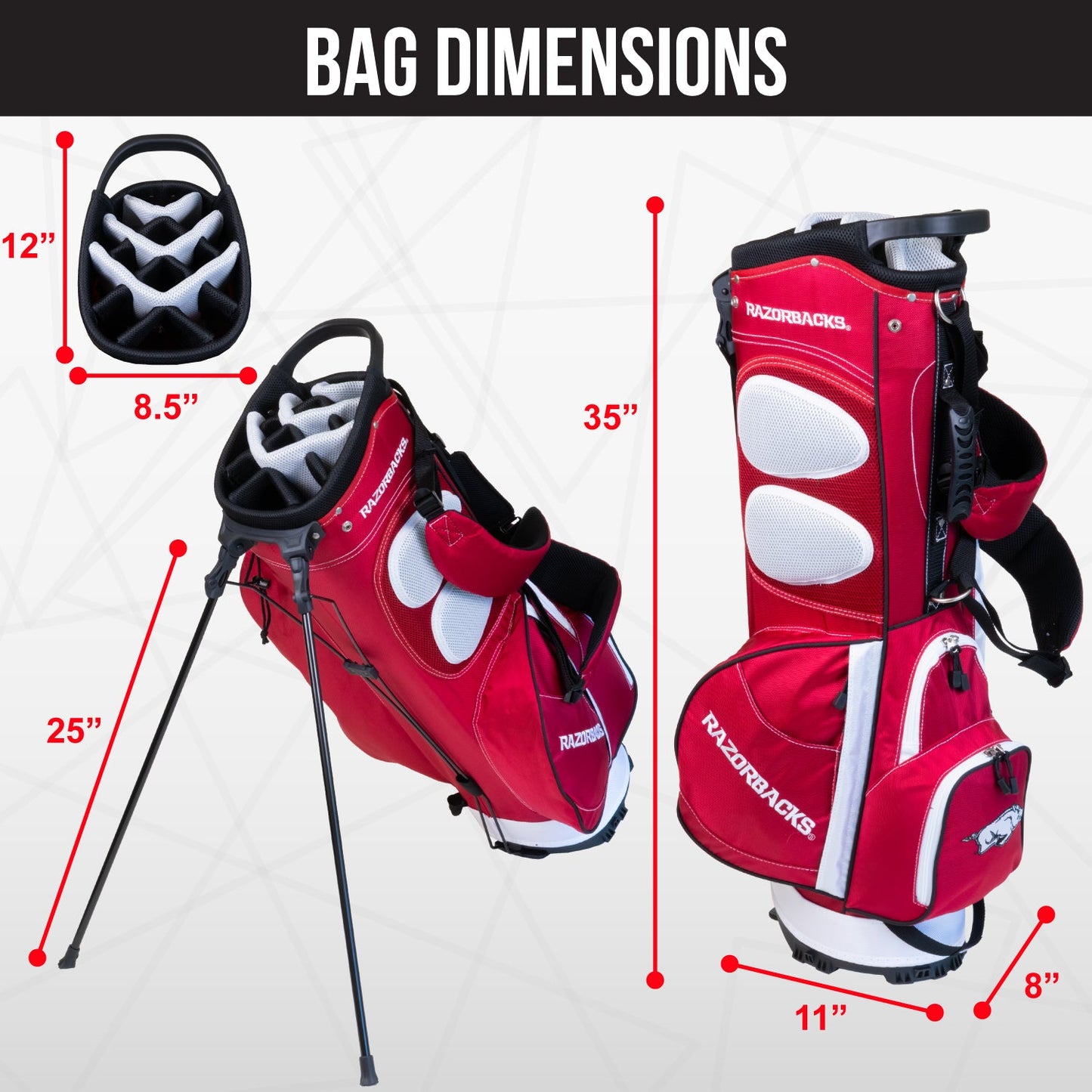 Arkansas Razorbacks Fairway Stand Bag - Image 4 - Club Rehab