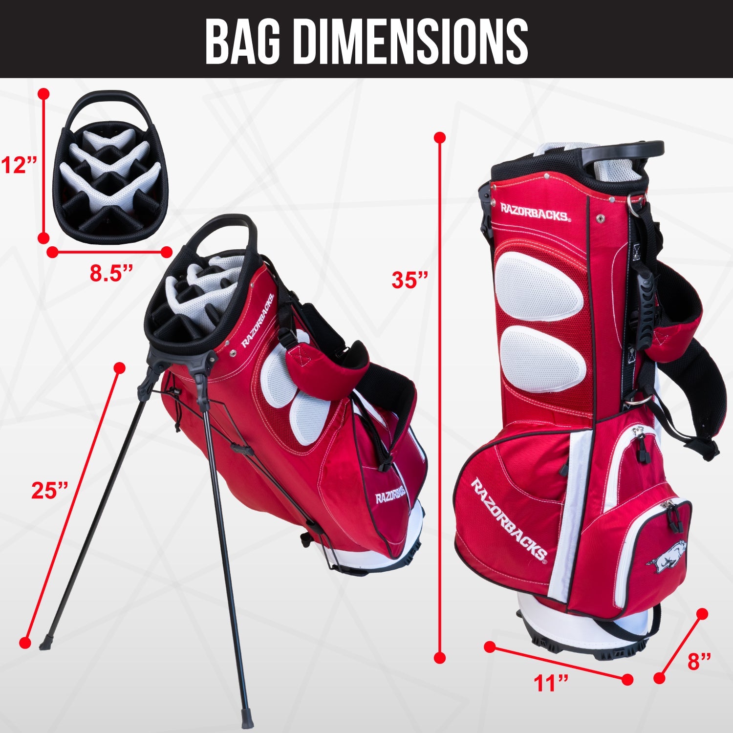 Arkansas Razorbacks Fairway Stand Bag - Image 4 - Club Rehab
