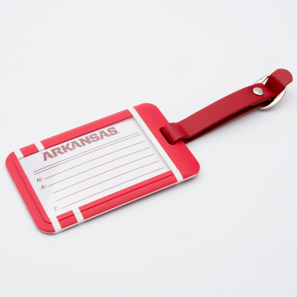Arkansas Razorbacks plastic golf bag tag by Team Golf, product photo 2