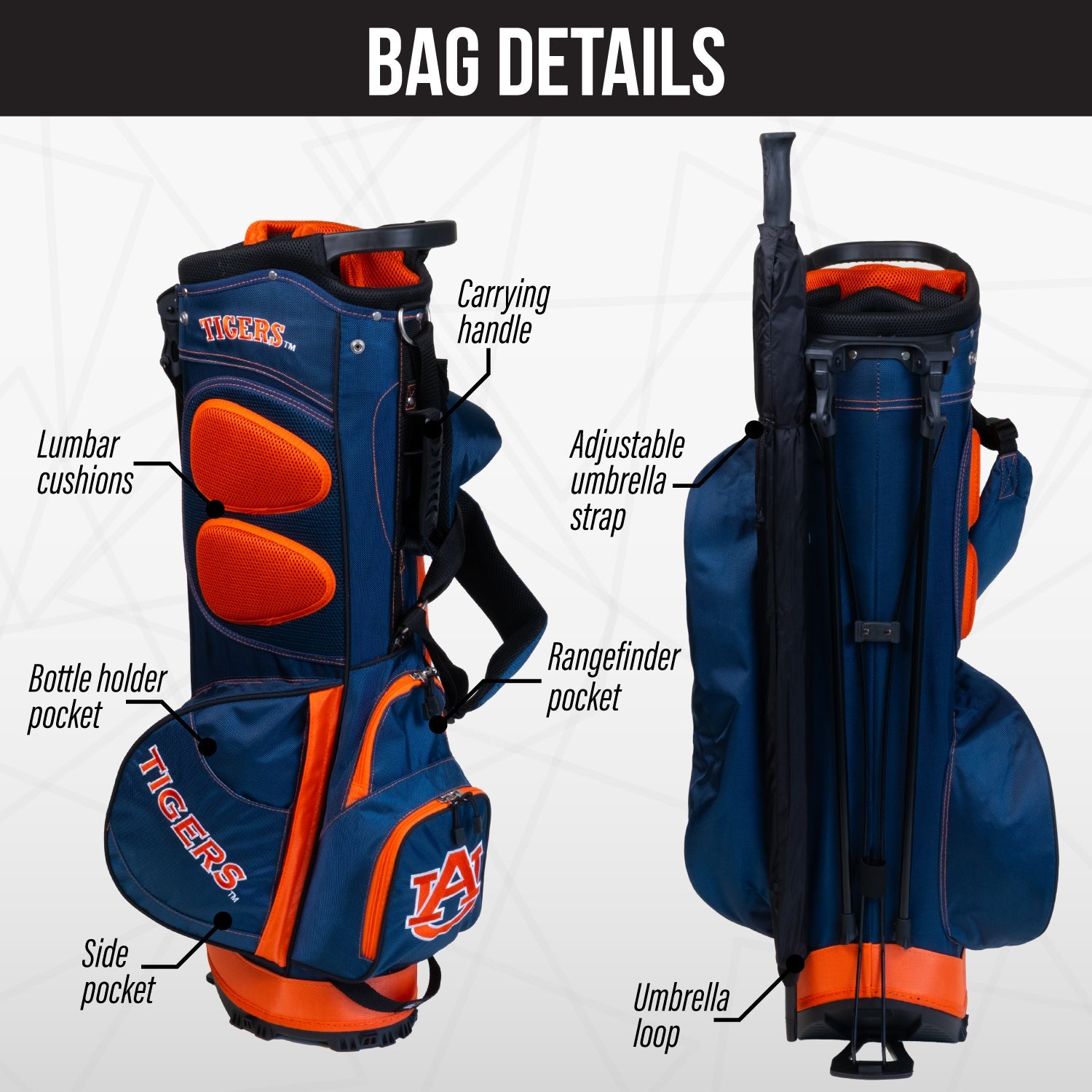 Auburn Tigers Fairway Stand Bag - Image 2 - Club Rehab