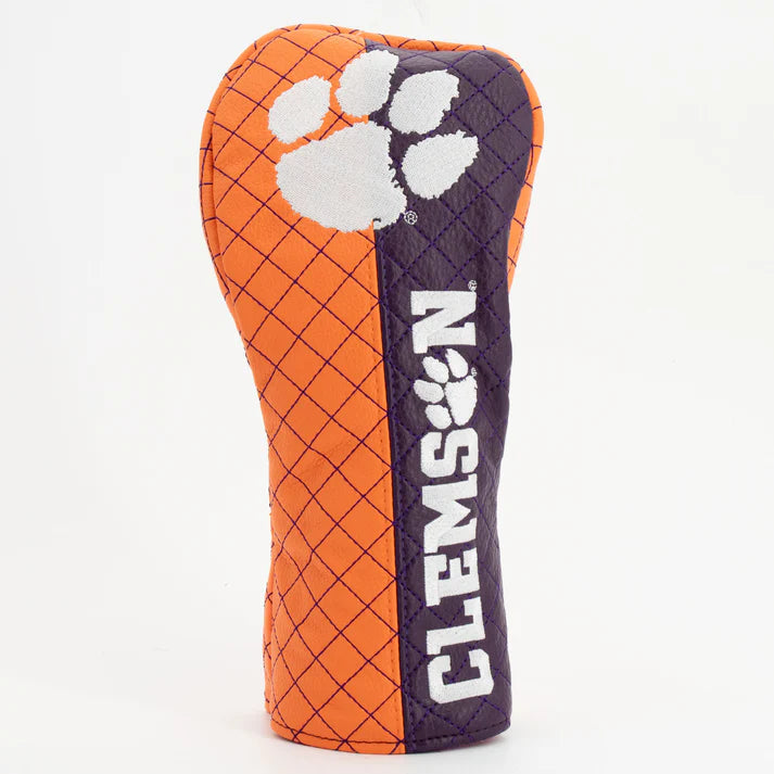 Golf club head cover with Clemson logo on a white background