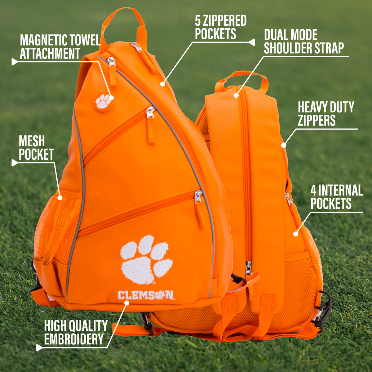 Clemson Tigers PU leather backpack by Team Golf, view 9