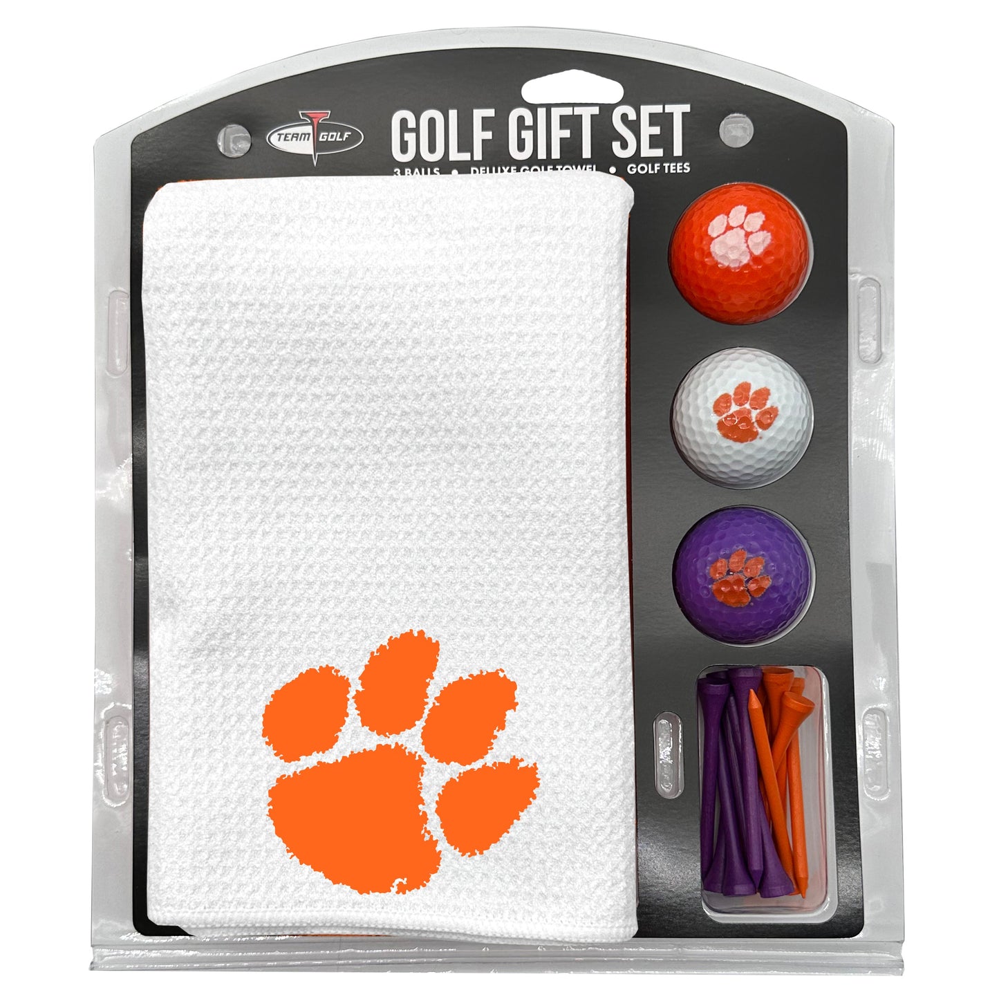 Clemson Tigers White Microfiber Towel Golf Gift Set - Club Rehab