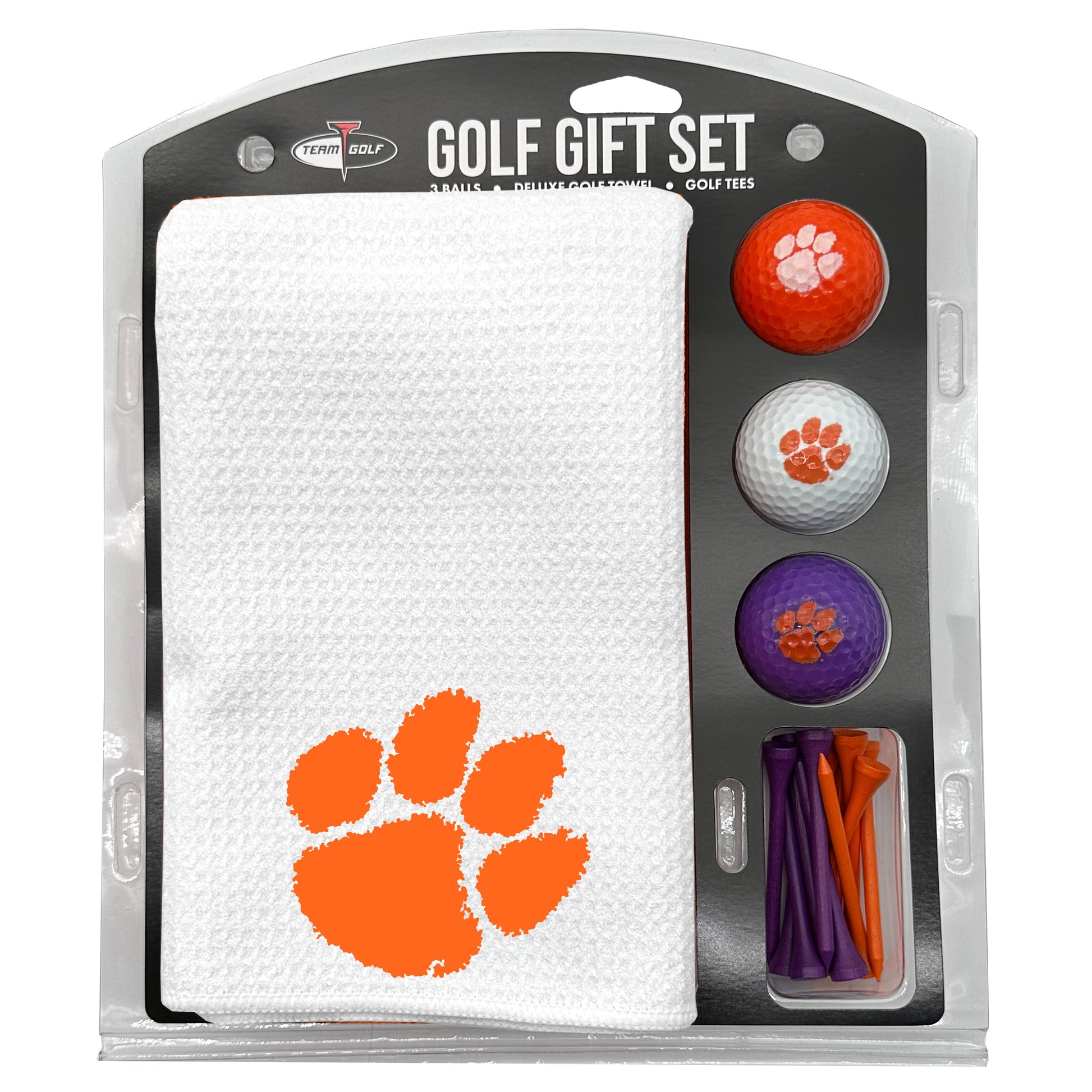 Clemson Tigers White Microfiber Towel Golf Gift Set - Club Rehab