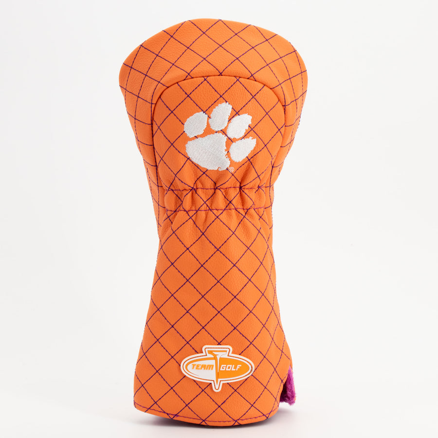 Clemson Tigers solid quilted driver cover, back view