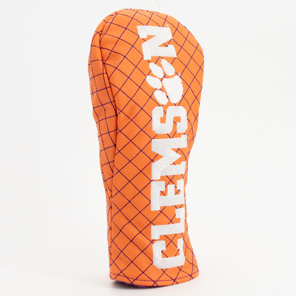 Clemson Tigers Solid Quilted Fairway Headcover, angled view