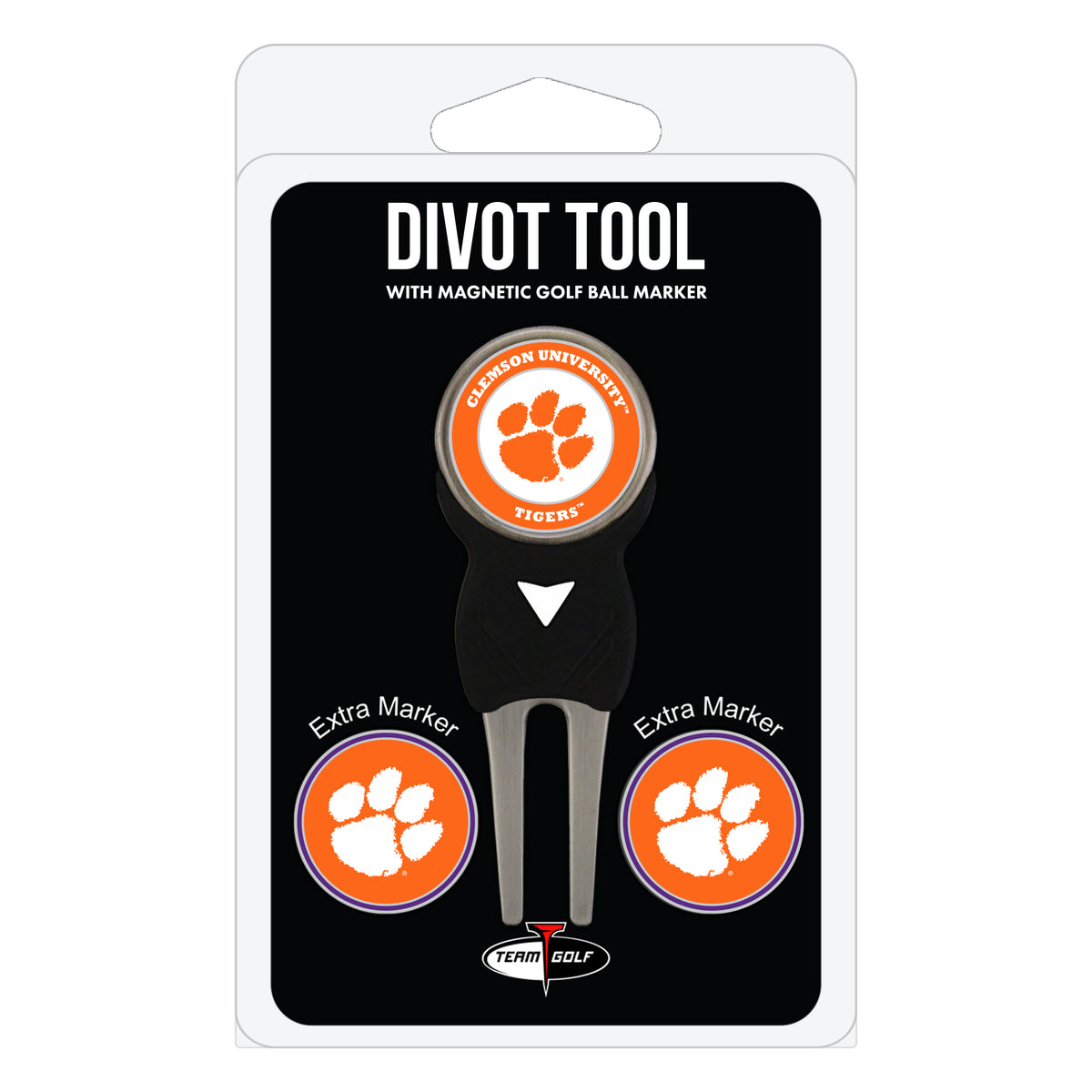 Clemson Tigers divot repair tool and three ball markers