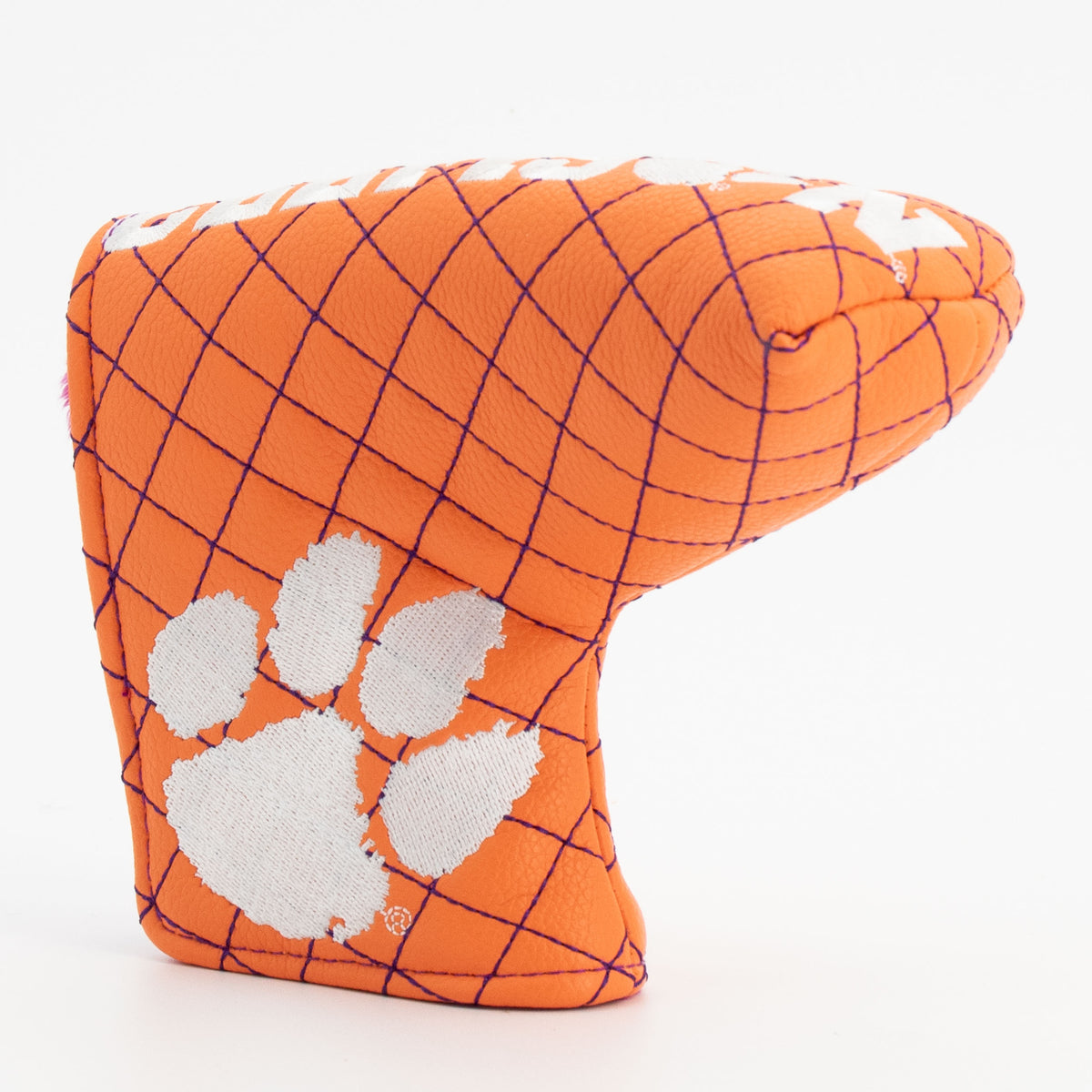 Clemson Tigers Solid Quilted Blade Putter Cover, angled view