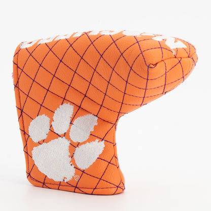 Clemson Tigers Solid Quilted Blade Putter Cover, angled view