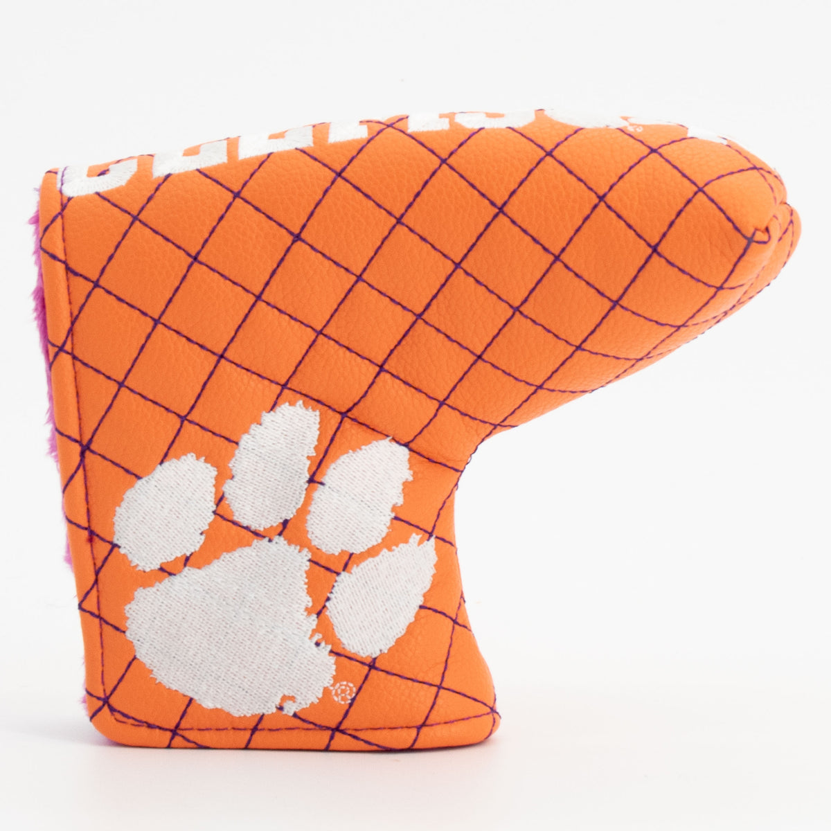 Clemson Tigers Solid Quilted Blade Putter Cover, front view