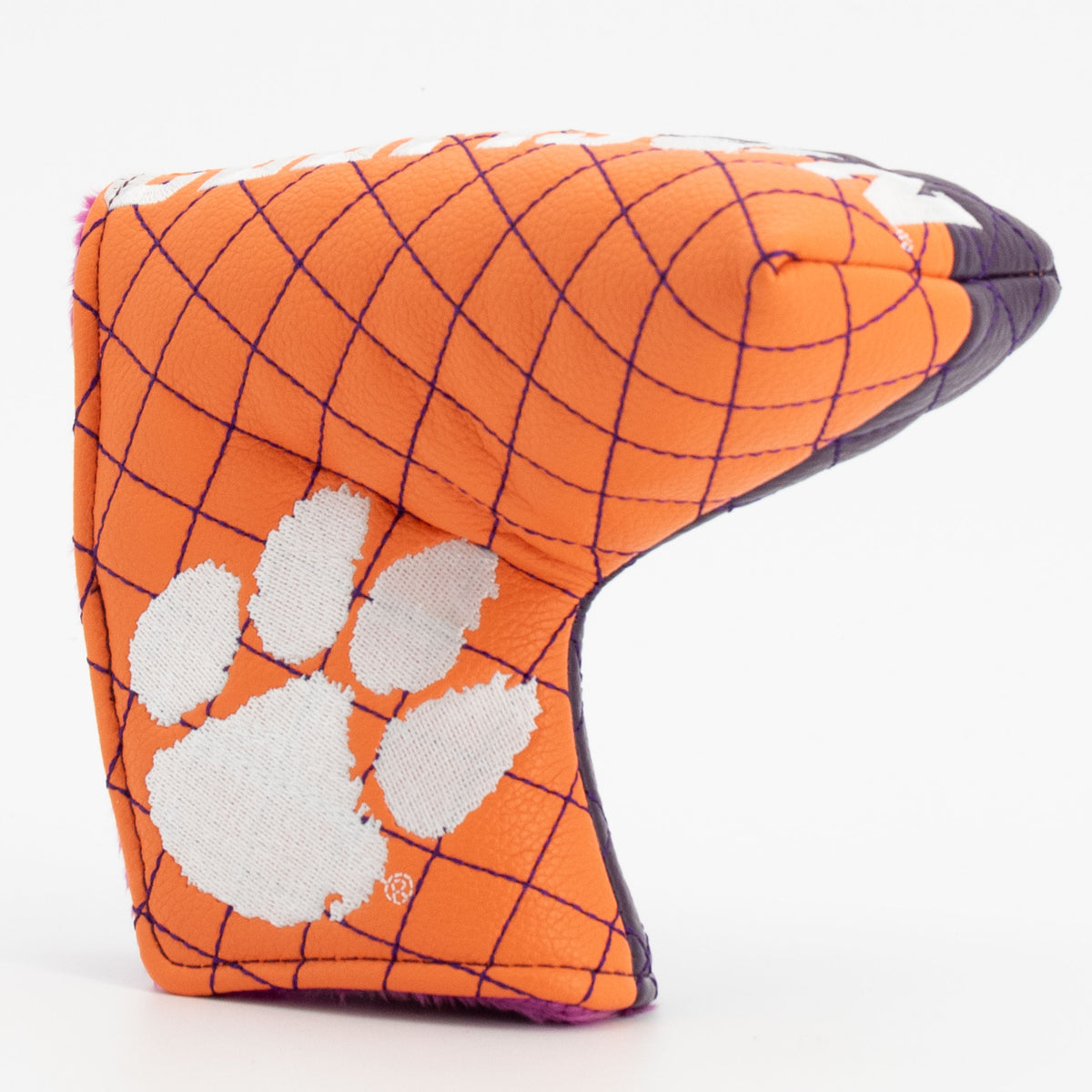 Clemson Tigers Split Quilted Blade Putter Cover, angled view