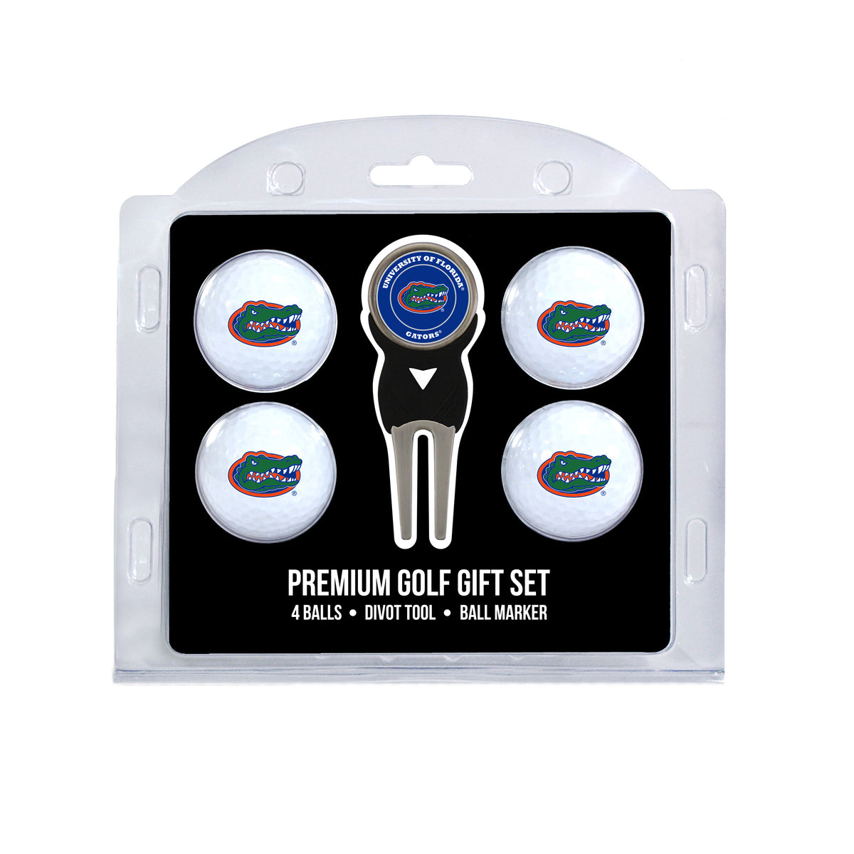 Florida four ball golf gift set with divot tool and ball marker