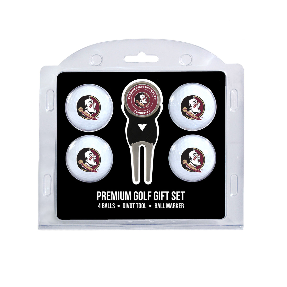 Florida State four ball golf gift set with divot tool and ball marker