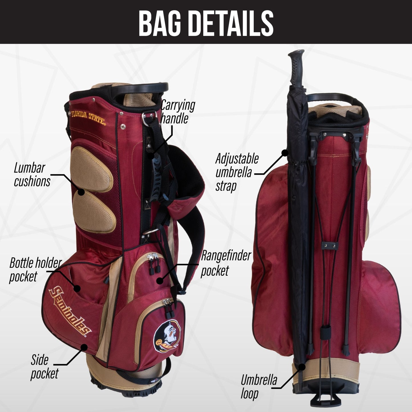 Florida State Seminoles Fairway Stand Bag - Image 2 - Club Rehab