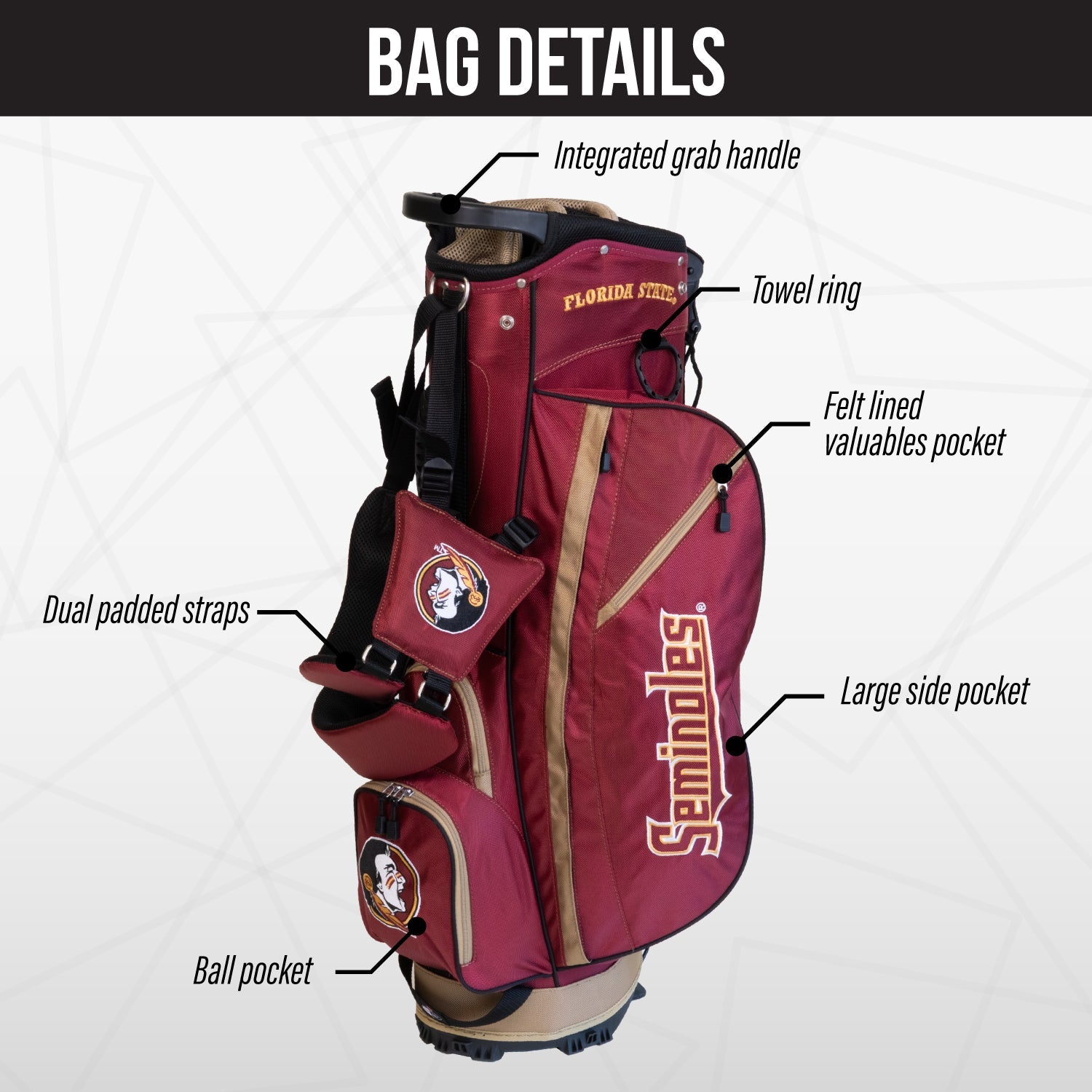 Florida State Seminoles Fairway Stand Bag - Image 3 - Club Rehab