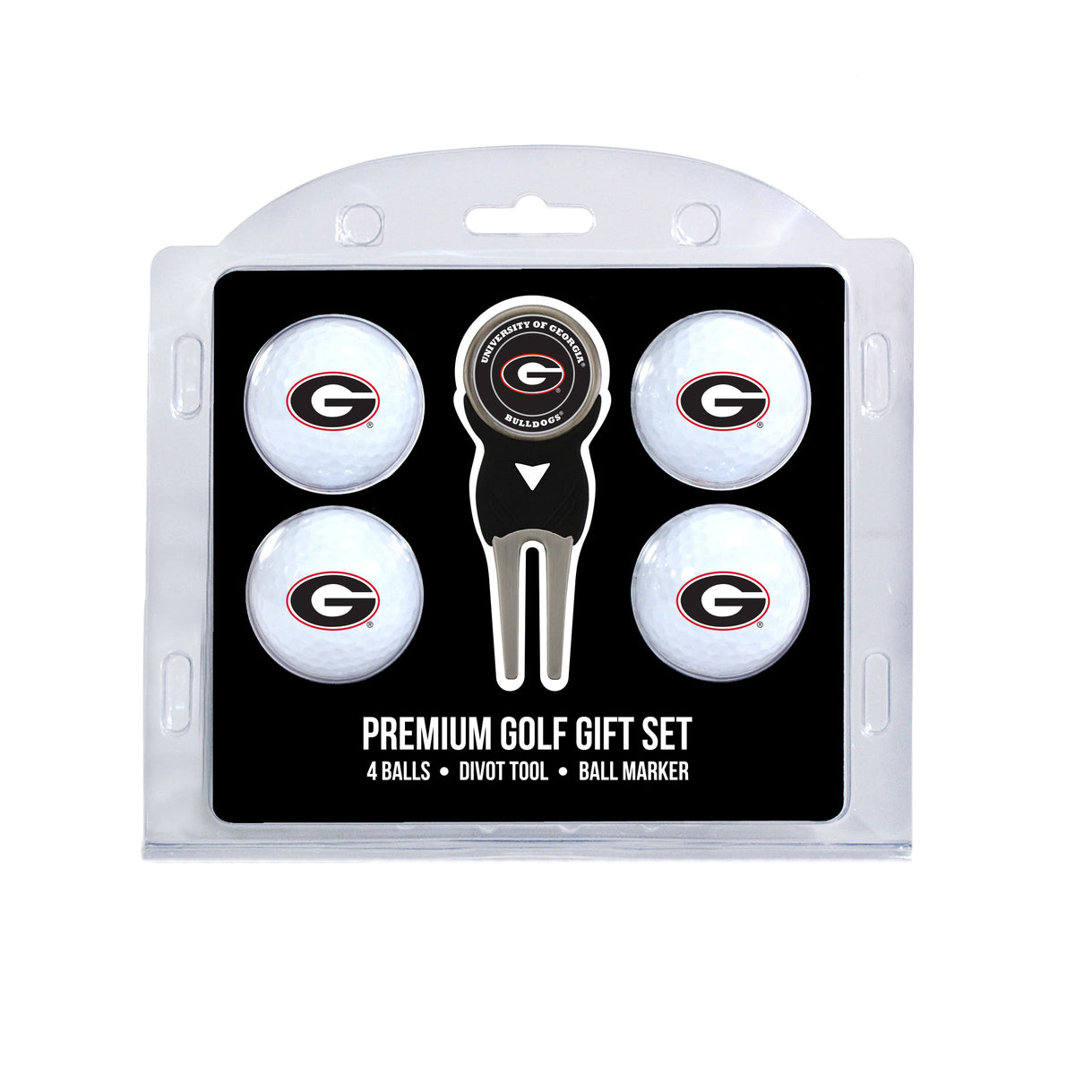 Georgia four ball golf gift set with divot tool and ball marker