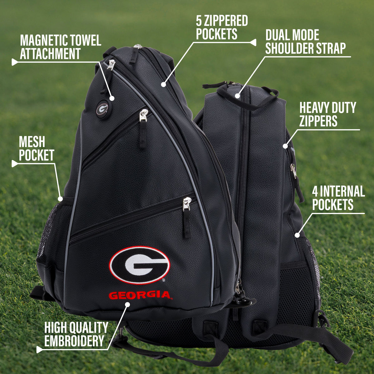Georgia Bulldogs PU leather backpack by Team Golf, view 9