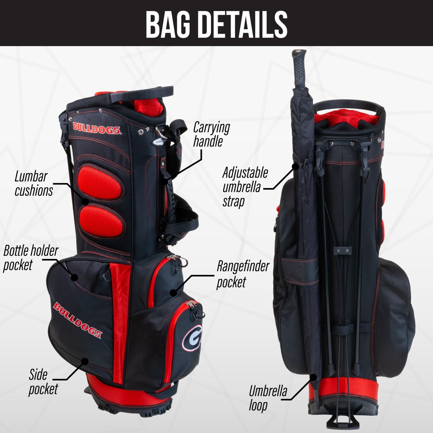 Georgia Bulldogs Fairway Stand Bag - Image 2 - Club Rehab