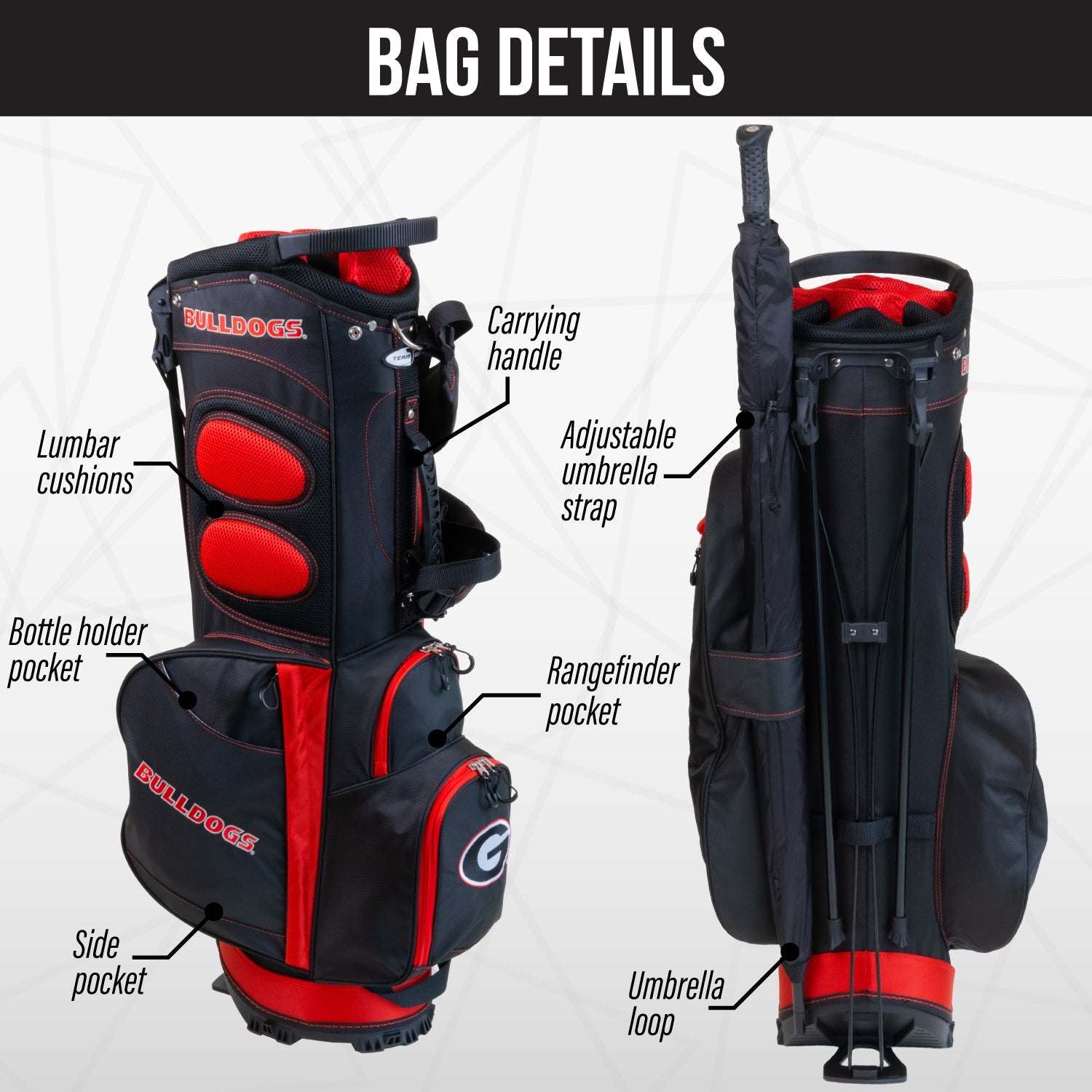 Georgia Bulldogs Fairway Stand Bag - Image 2 - Club Rehab