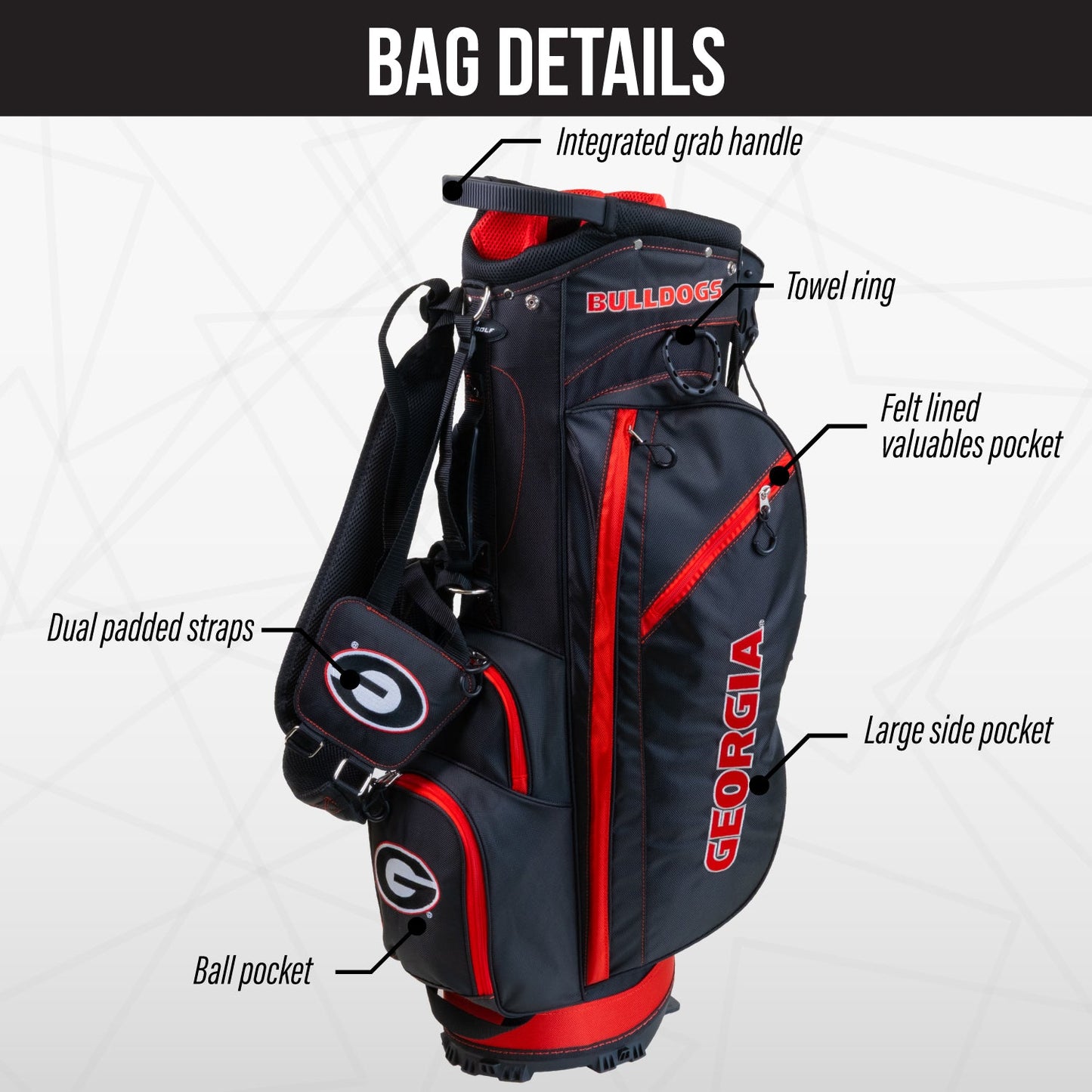 Georgia Bulldogs Fairway Stand Bag - Image 3 - Club Rehab
