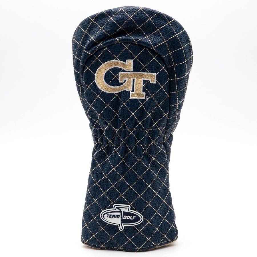 Georgia Tech Yellow Jackets solid quilted driver cover, back view