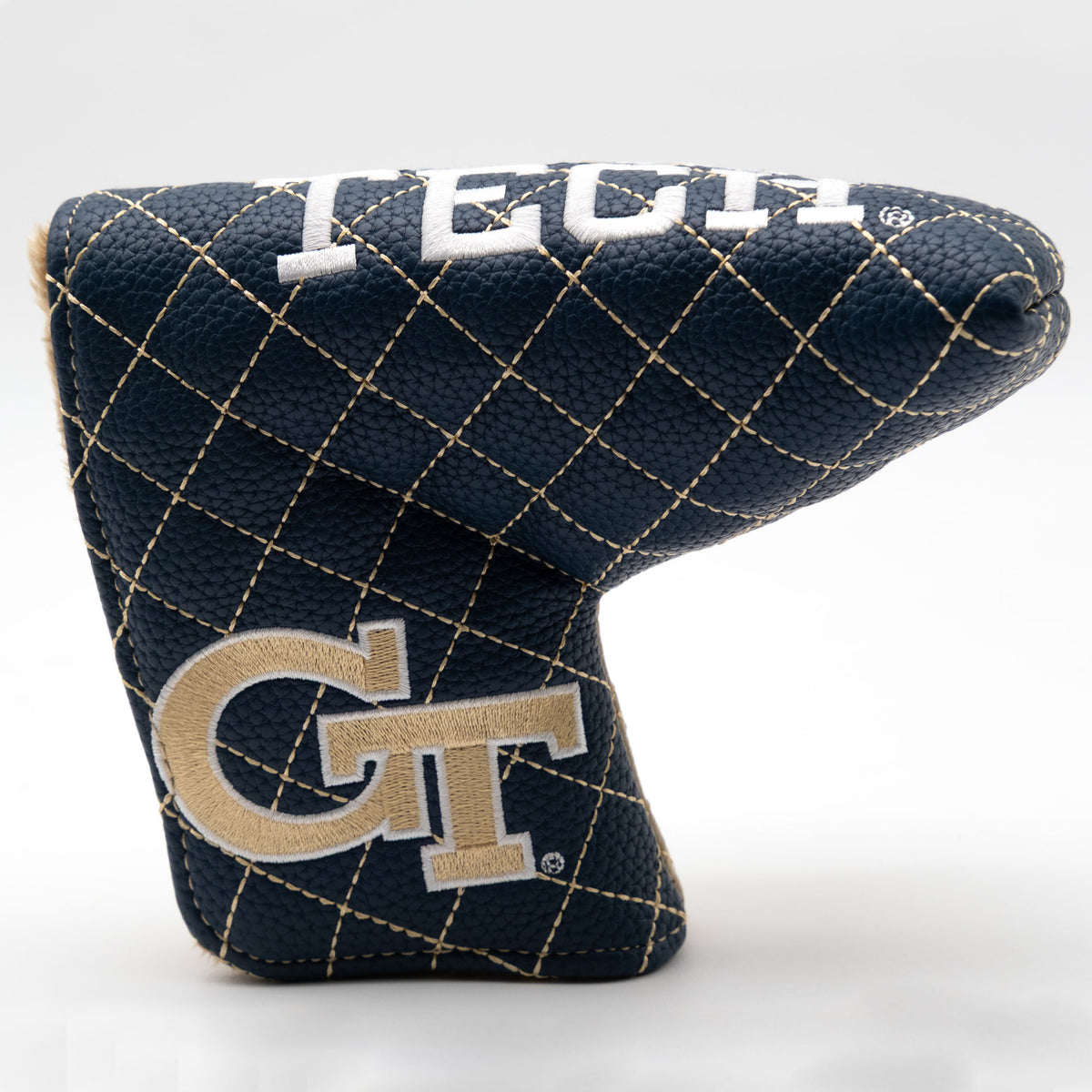 Georgia Tech Yellow Jackets Split Quilted Blade Putter Cover, front view