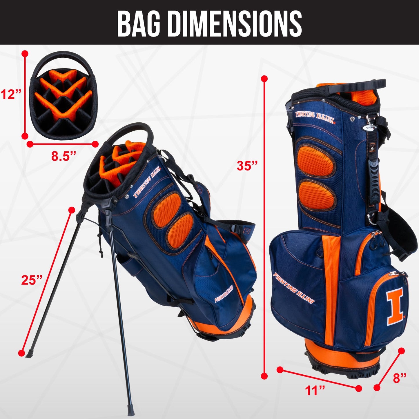 Illinois Fighting Illini Fairway Stand Bag - Image 4 - Club Rehab