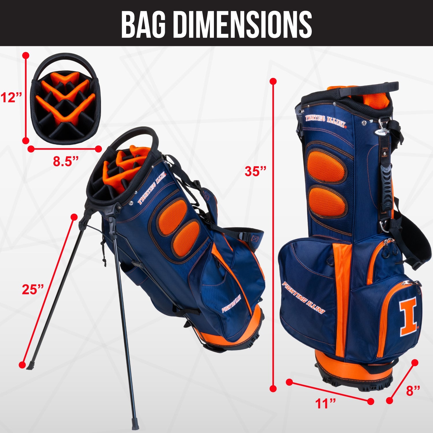 Illinois Fighting Illini Fairway Stand Bag - Image 4 - Club Rehab