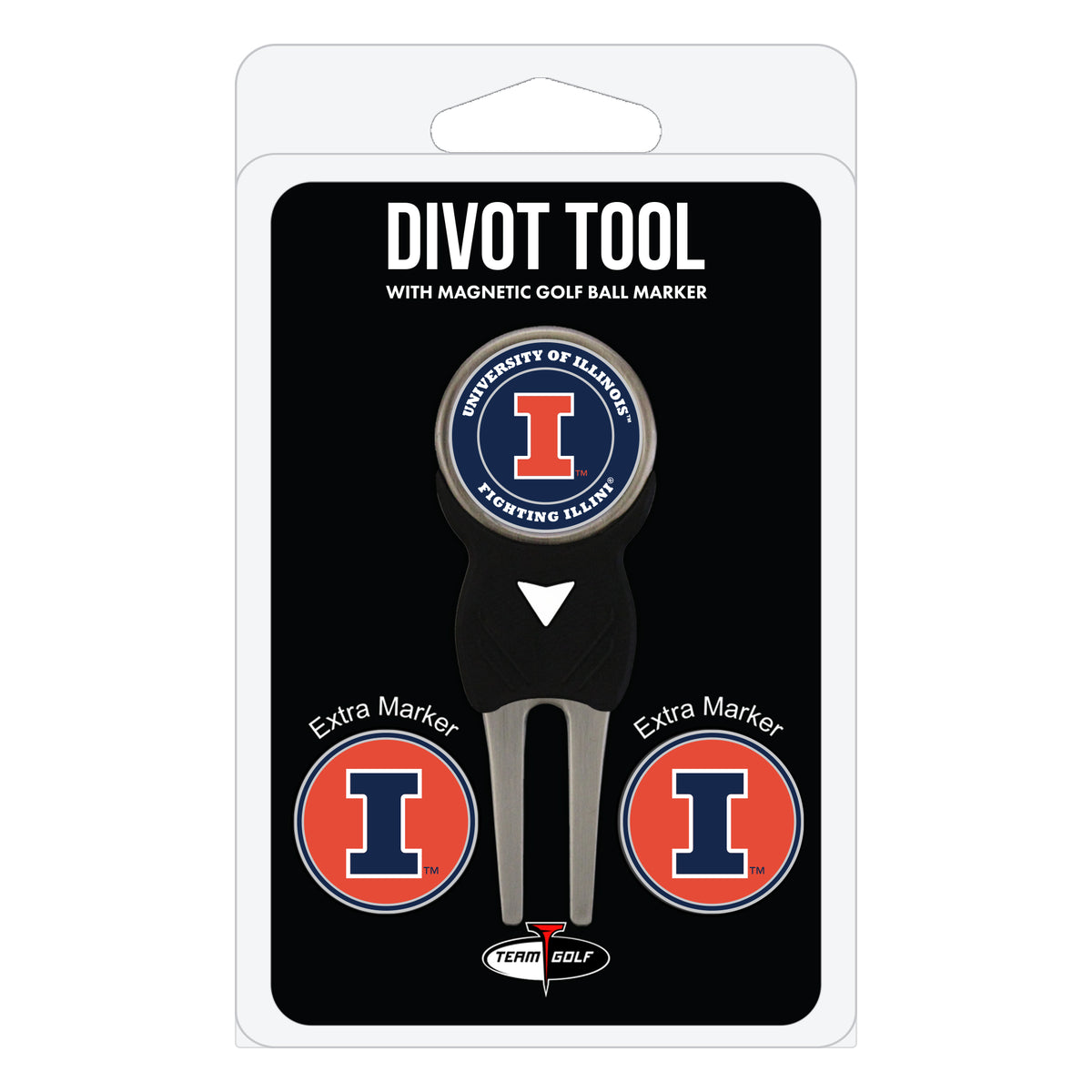 Illinois Fighting Illini divot repair tool and three ball markers