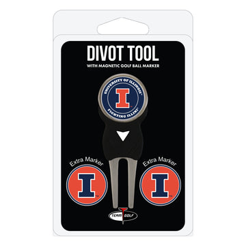 Illinois Fighting Illini Divot Tool + 3 Ball Markers
