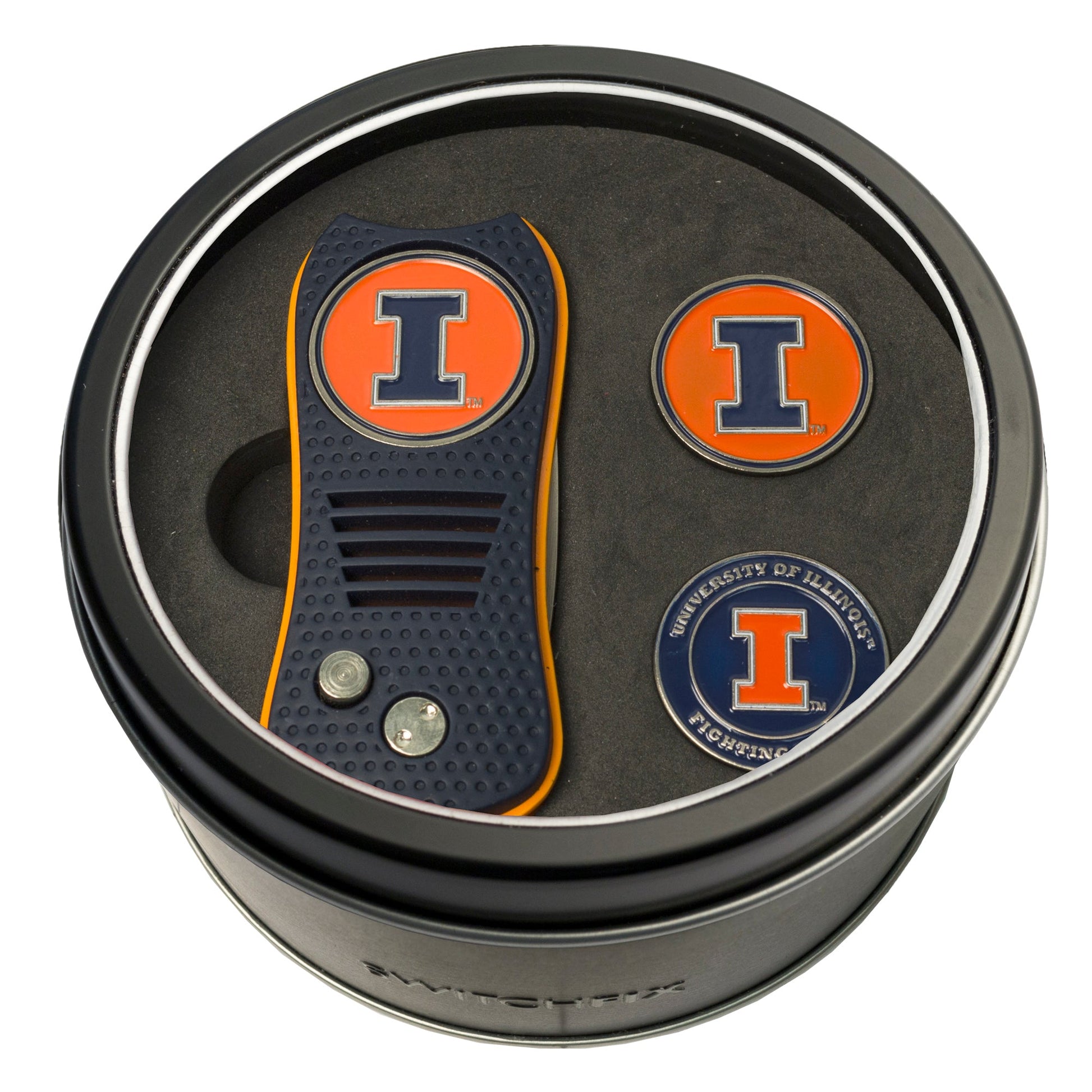Illinois Fighting Illini Switchblade divot tool and ball marker tin gift set