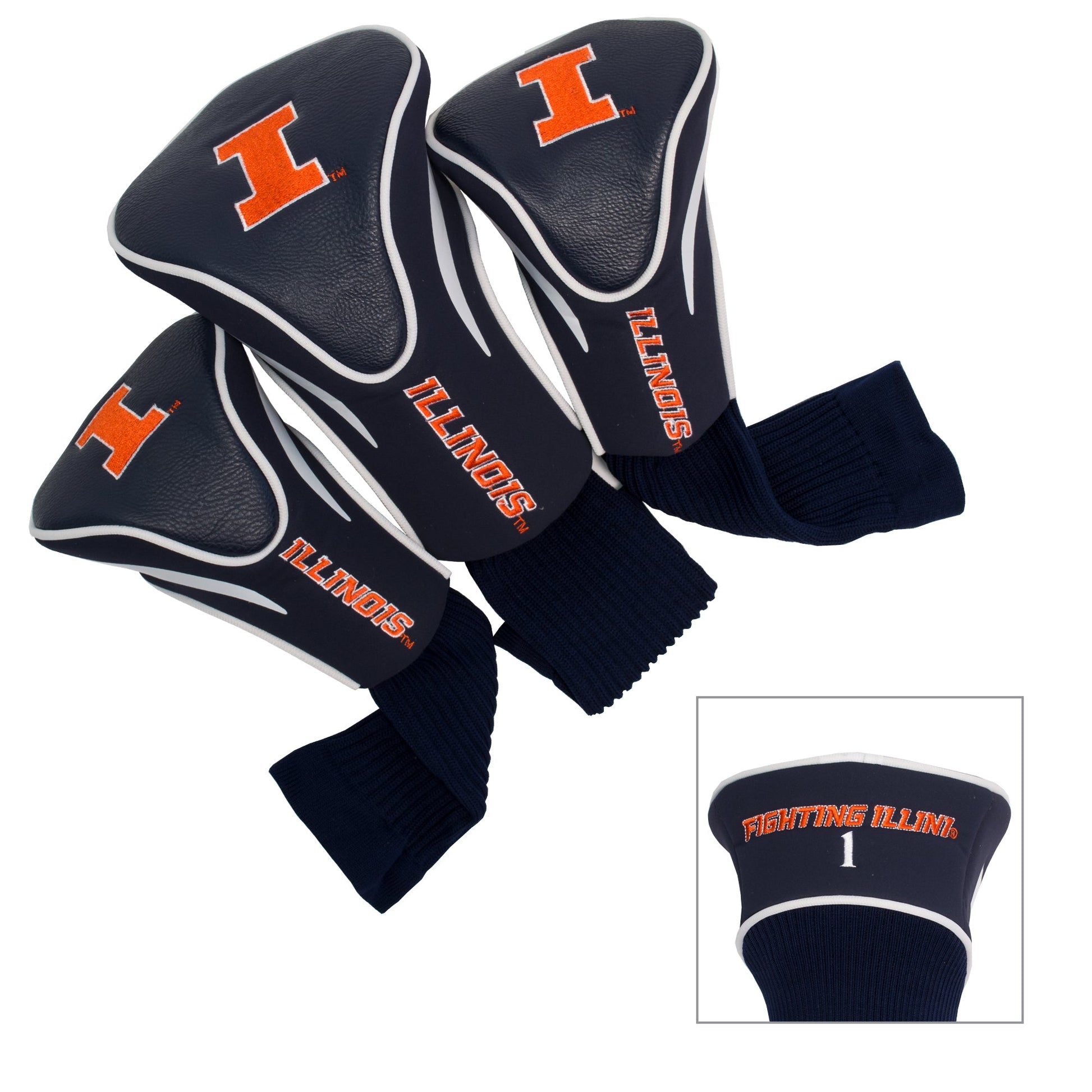 Illinois Fighting Illini 3 Pack Contour Sock Headcovers - Club Rehab