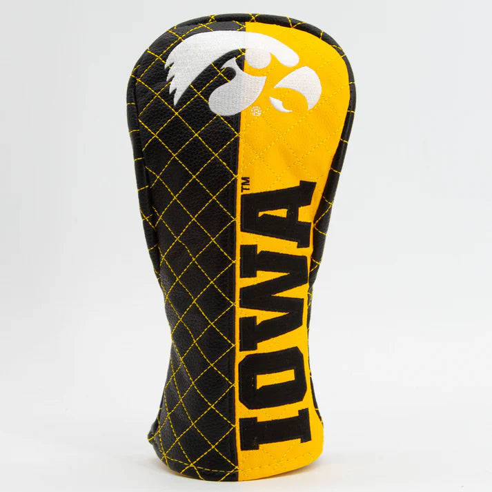 Golf club head cover with Iowa Hawkeyes logo on a white background