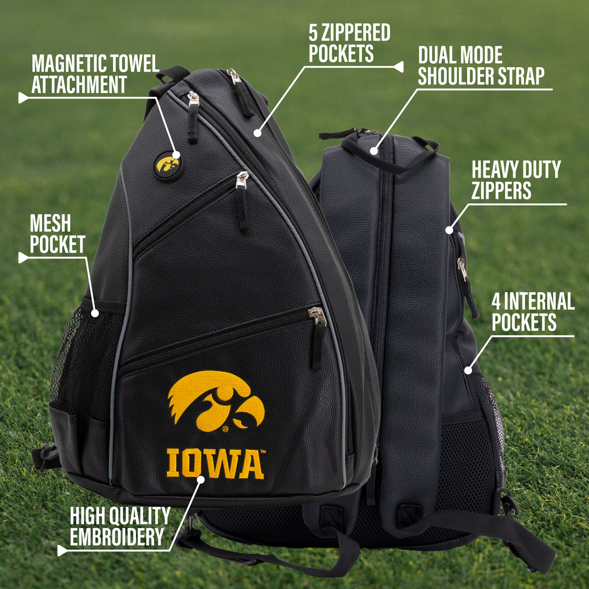 Iowa Hawkeyes PU leather backpack by Team Golf, view 9