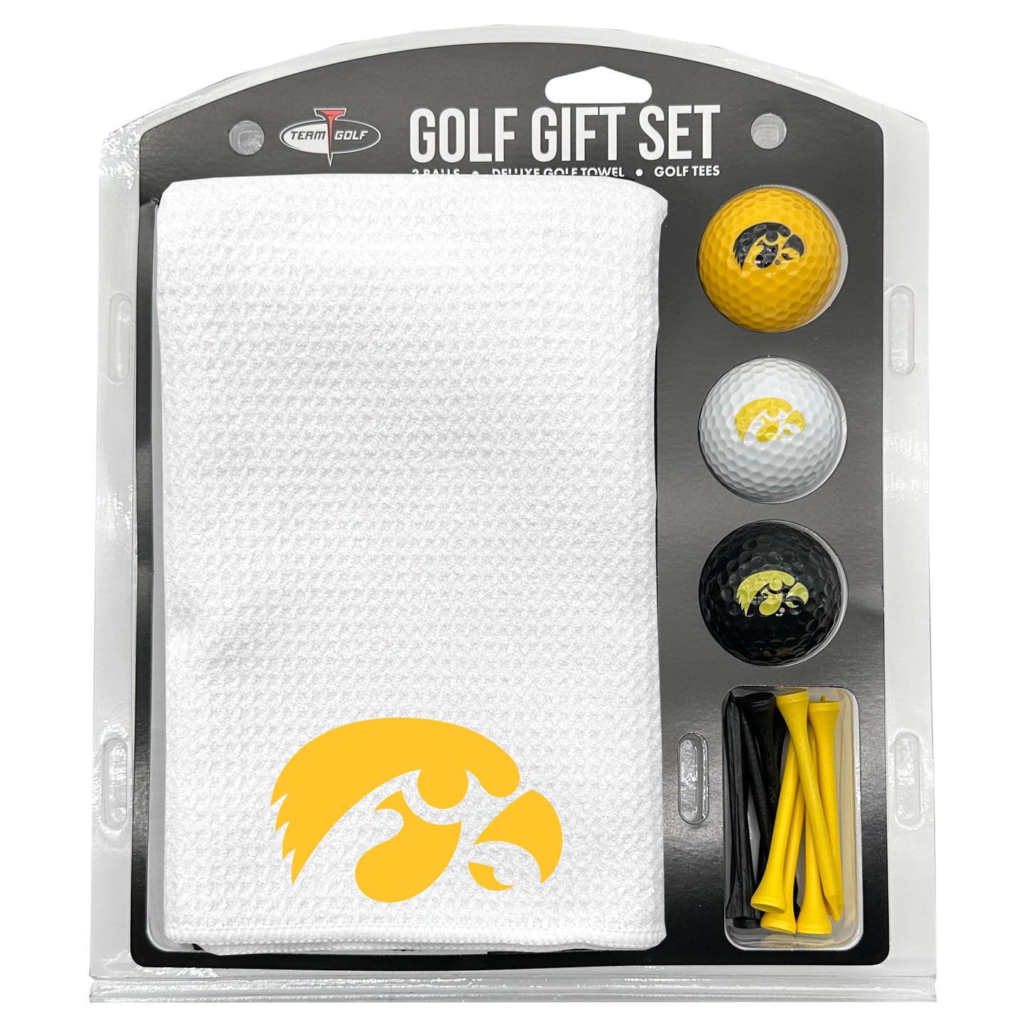 Iowa Hawkeyes White Microfiber Towel Golf Gift Set - Club Rehab