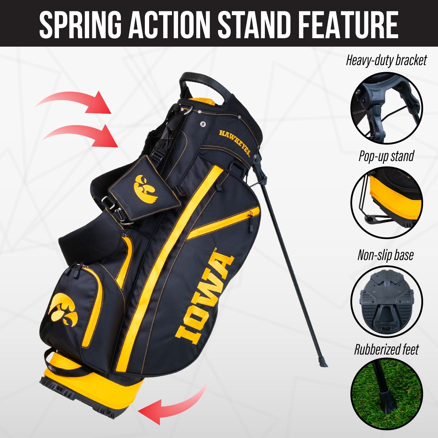 Iowa Hawkeyes Fairway Stand Bag - Image 5 - Club Rehab