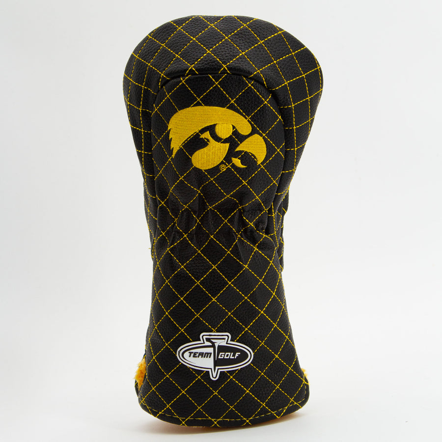 Iowa Hawkeyes solid quilted driver cover, back view