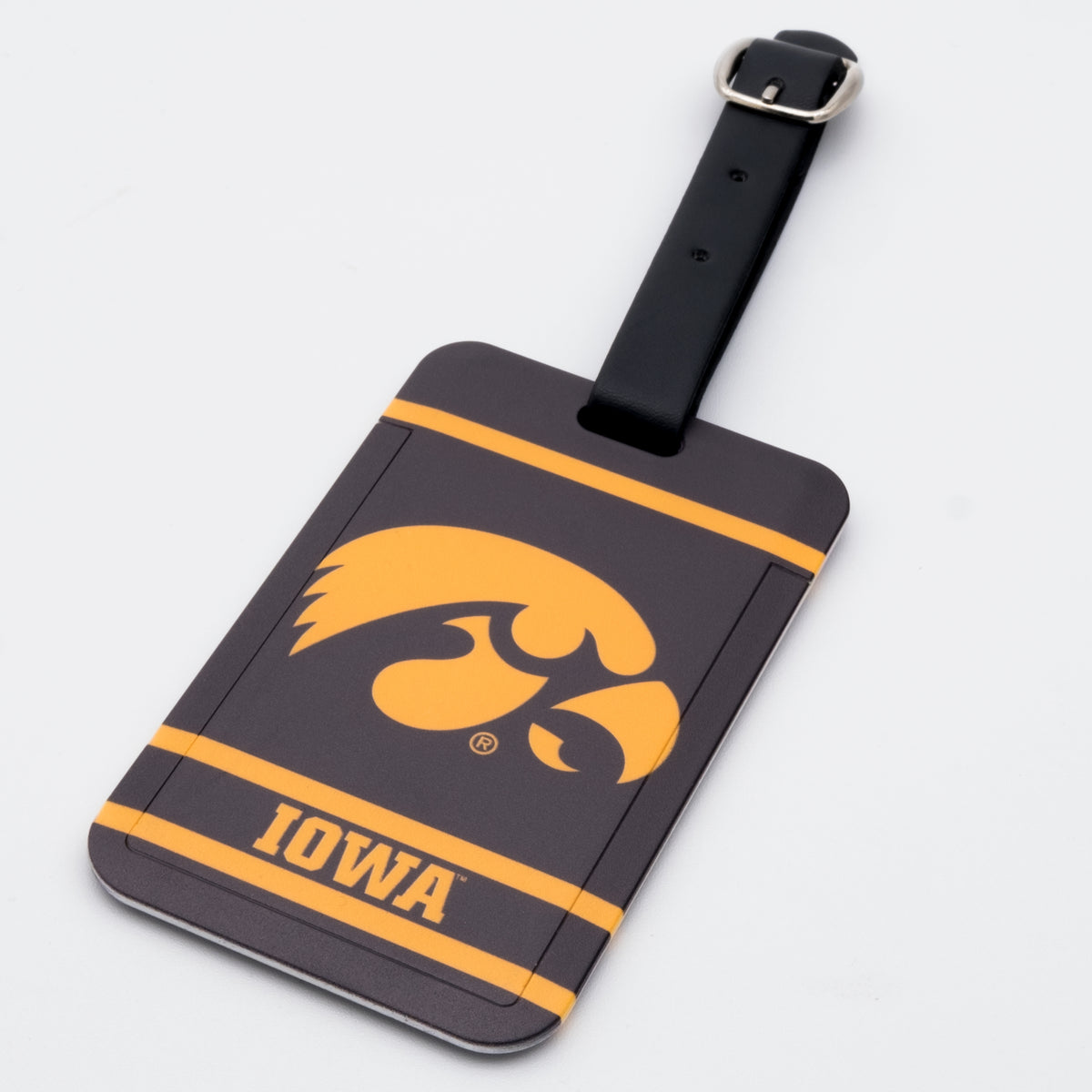 Iowa Hawkeyes plastic golf bag tag by Team Golf, product photo 1