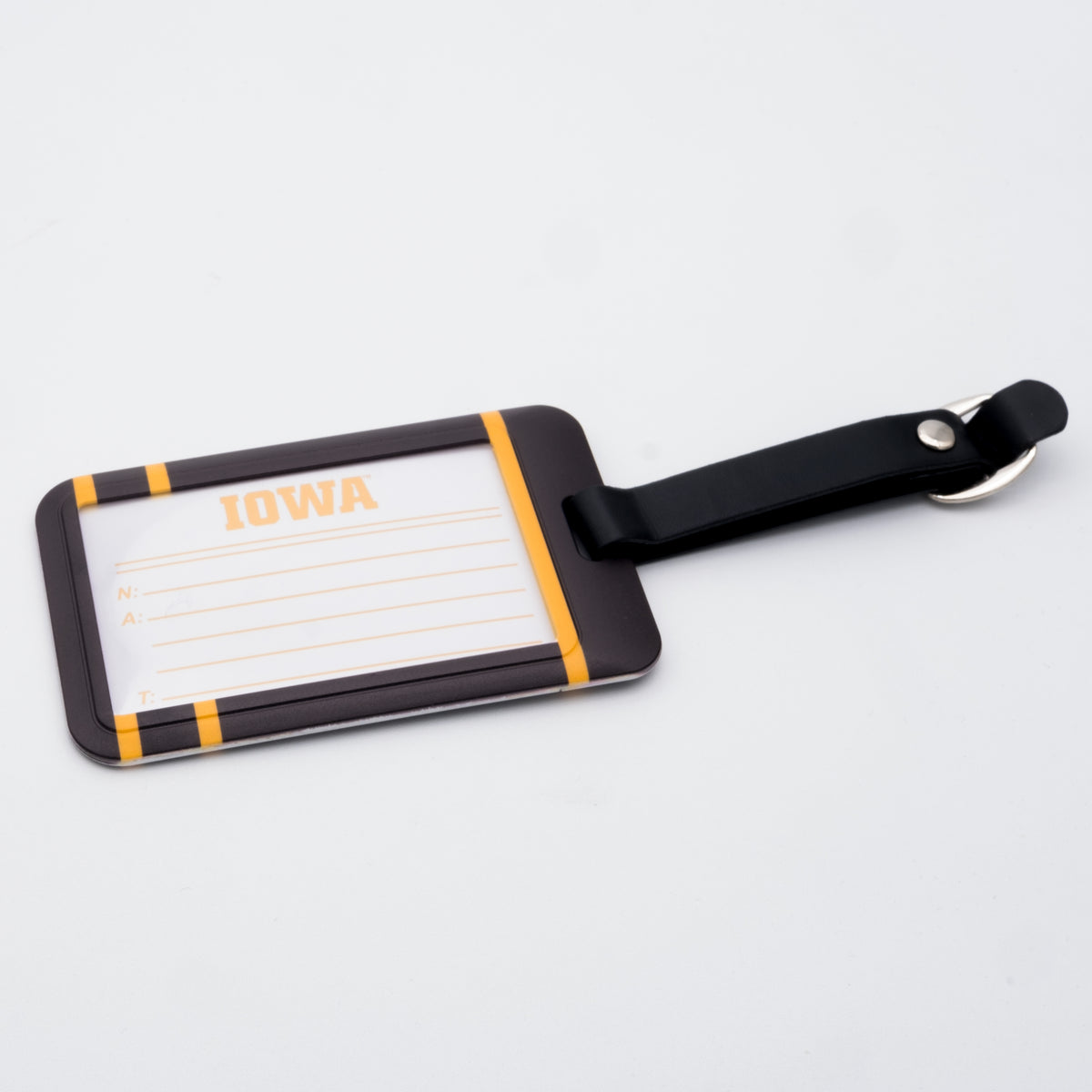 Iowa Hawkeyes plastic golf bag tag by Team Golf, product photo 2