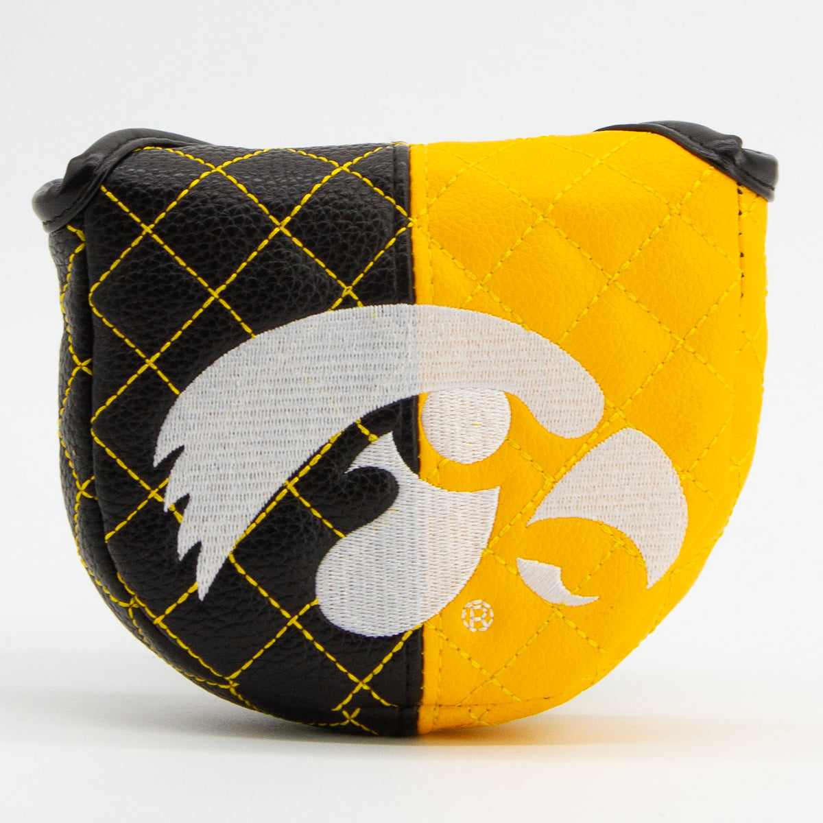 Iowa Hawkeyes Split Quilted Mallet Putter Cover, front view