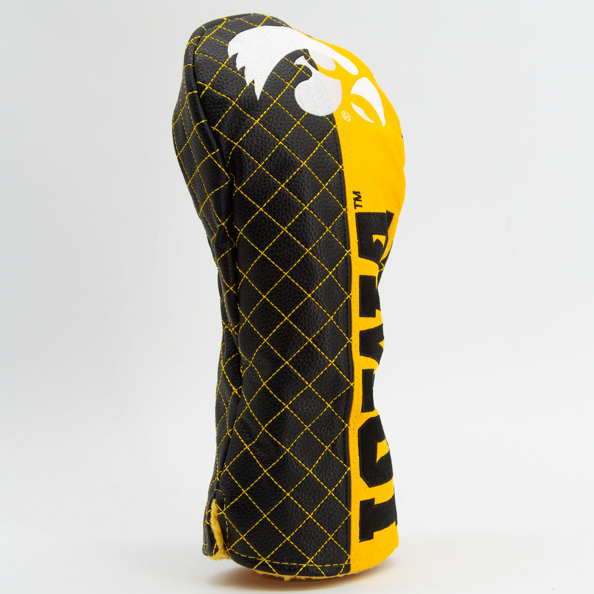 Iowa Hawkeyes Split Quilted Driver Headcover, angled view