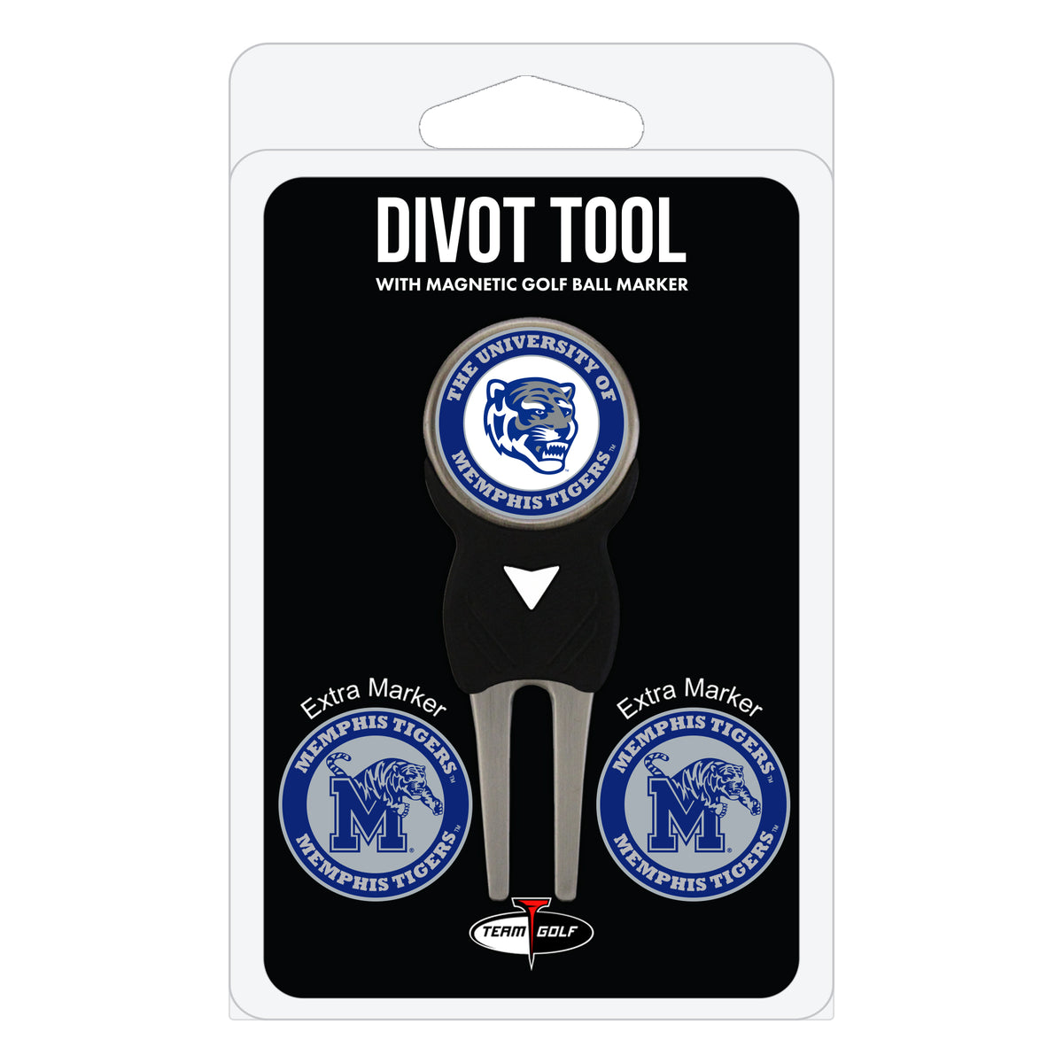 Memphis Tigers divot repair tool and three ball markers