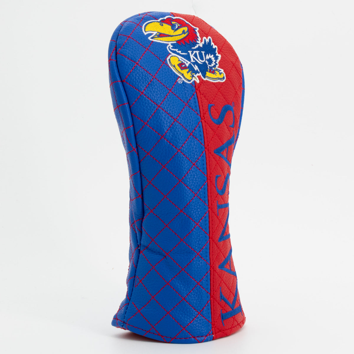 Kansas Jayhawks Split Quilted Fairway Headcover, angled view