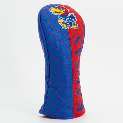 Kansas Jayhawks Split Quilted Fairway Headcover, angled view