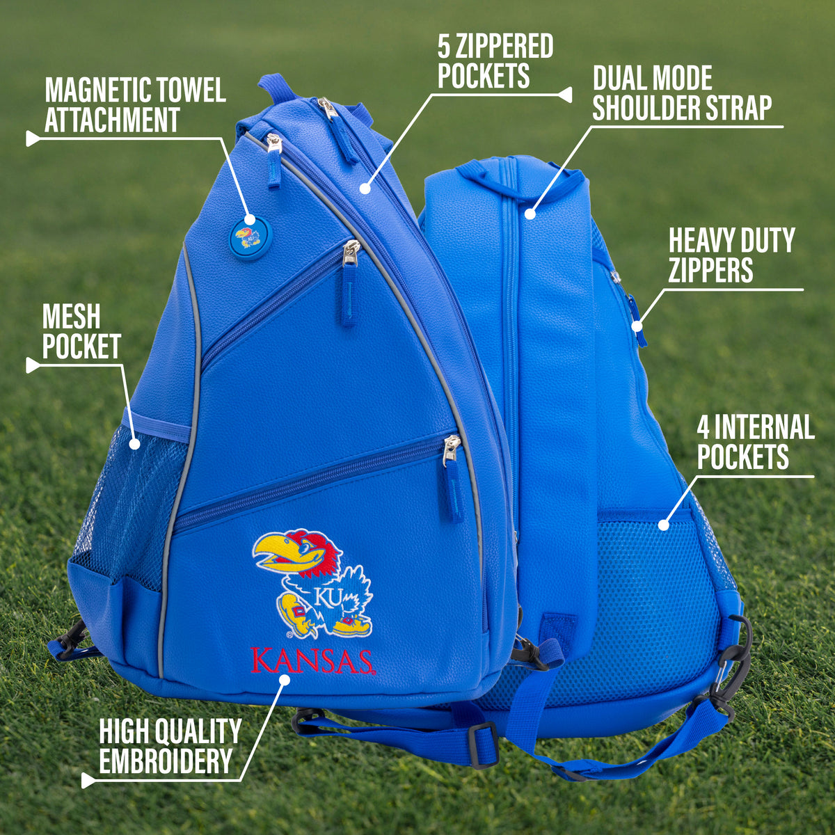 Kansas Jayhawks PU leather backpack by Team Golf, view 9