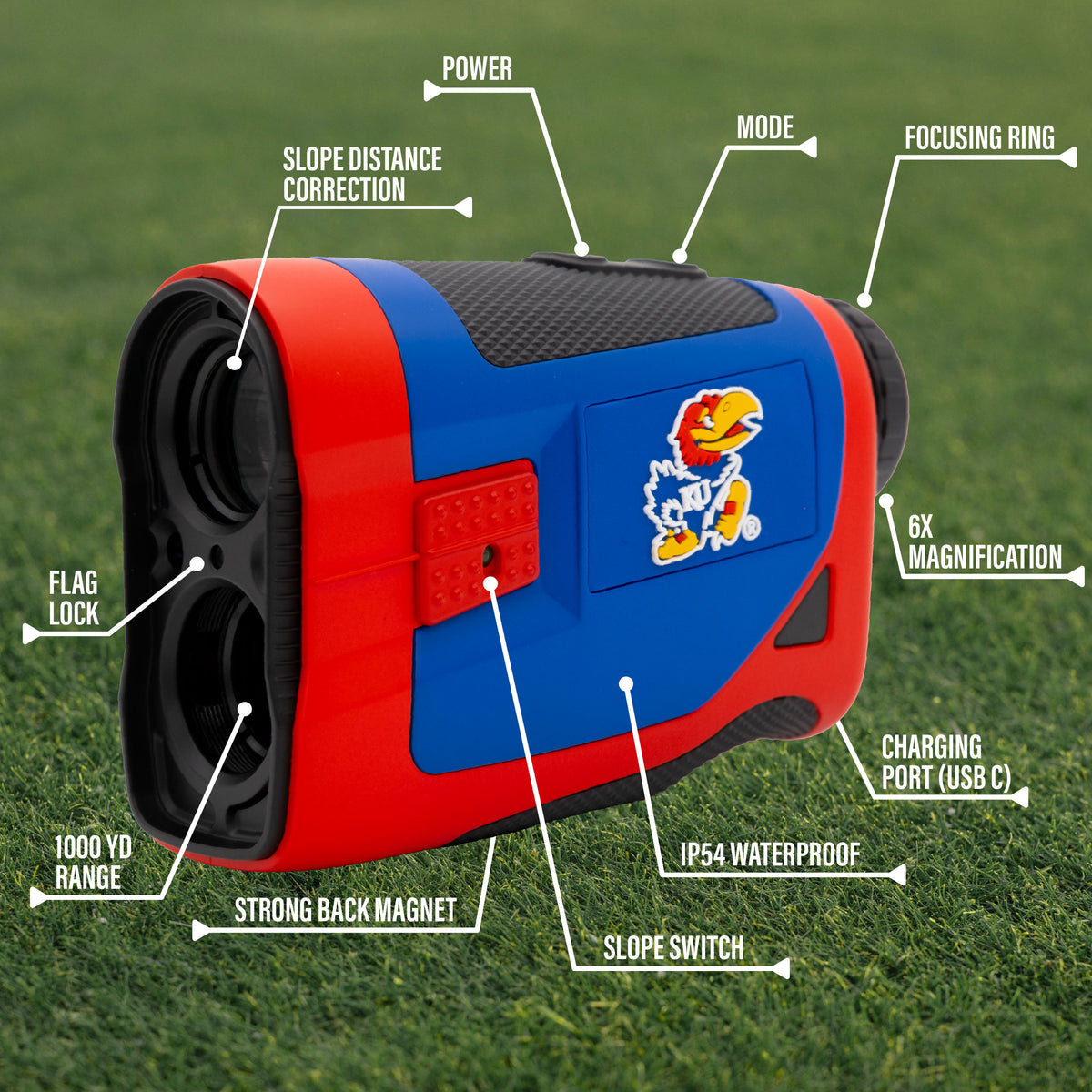 Kansas Jayhawks Foresight golf rangefinder by Team Golf, view 6