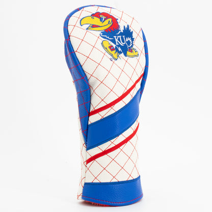 Kansas Jayhawks Striped Quilted Fairway Headcover, angled view