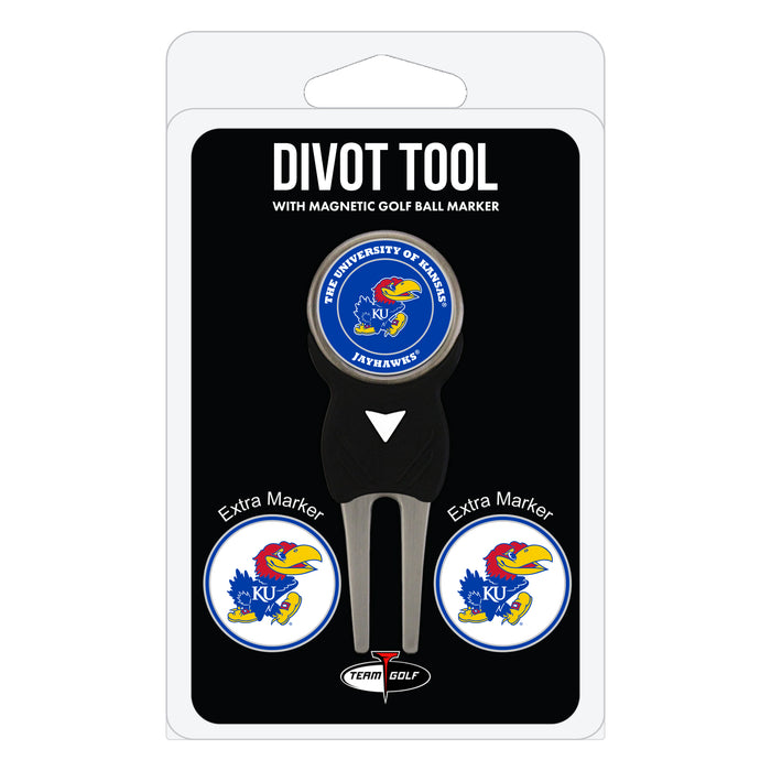Kansas Jayhawks divot repair tool and three ball markers