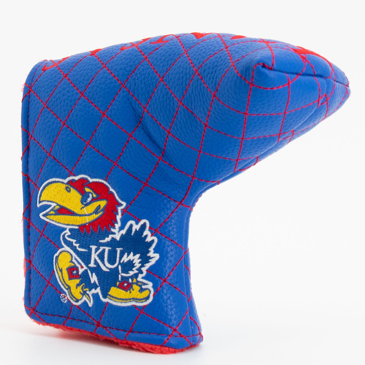 Kansas Jayhawks Solid Quilted Blade Putter Cover, angled view