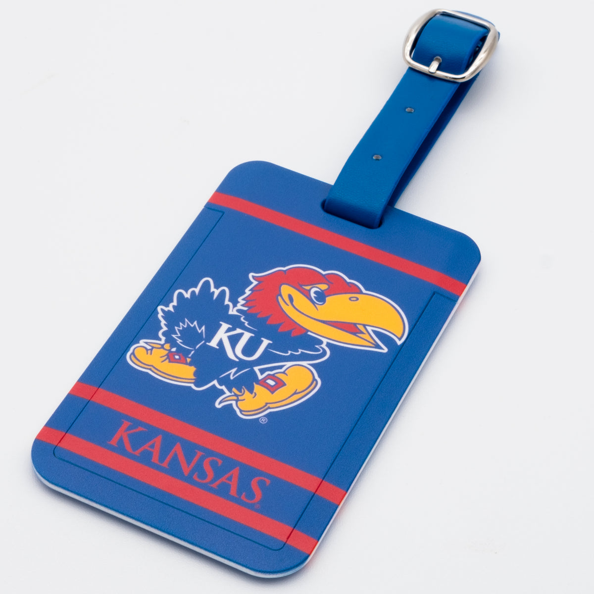 Kansas Jayhawks plastic golf bag tag by Team Golf, product photo 1